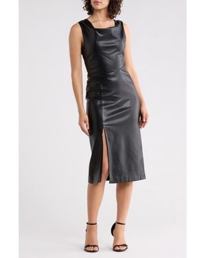 French Connection Elettra Faux Leather Sleeveless Midi Dress - Black