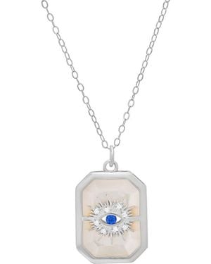 Queen Jewels Cubic Zirconia & Mother-Of-Pearl Evil Eye Pendant Necklace - White