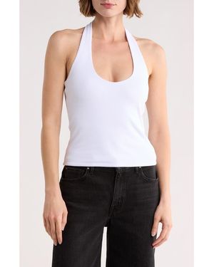 Abound Rib Knit Halter Top - White
