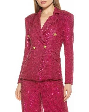 Alexia Admor Abbi Longline Double Breasted Sequin Blazer - Red