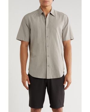 COASTAORO Aarav Short Sleeve Linen Blend Button-Up Shirt - Gray