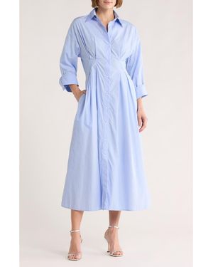 Twp Long Sleeve Cotton Shirtdress - Blue