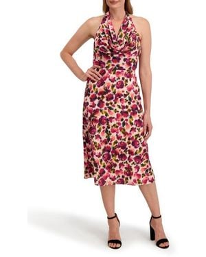 Laundry by Shelli Segal Scarlett Cowl Neck Halter Dress - Red