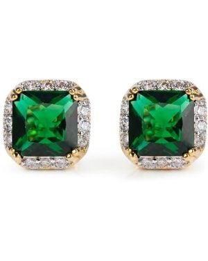 CZ by Kenneth Jay Lane Cubic Zirconia Halo Stud Earrings - Green