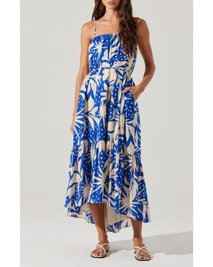 Astr Sarina Floral High-Low Dress - Blue