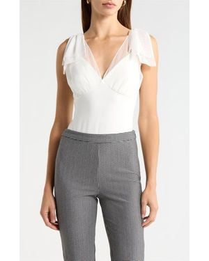 Astr Maelie Bow Shoulder Bodysuit - Gray