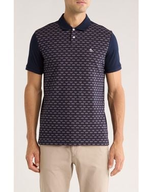 Original Penguin Diamond Cotton Jacquard Knit Polo - Blue