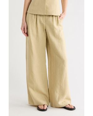 Twp Mini Pleated Linen Pants - Natural