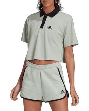 adidas Cropped Polo T-Shirt - Gray