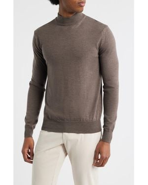 Aurélien Cashwool Mock Neck Sweater - Brown