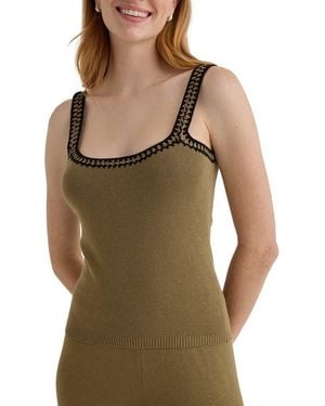 Bella Dahl Crochet Trim Knit Top - Green