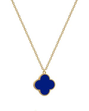 Gabi Rielle Stone Clover Pendant Necklace - Blue