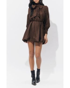 Adelyn Rae Daphne Metallic Long Sleeve Minidress - Brown