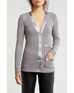 AREA STARS Bria Knit Button Front Cardigan - Gray