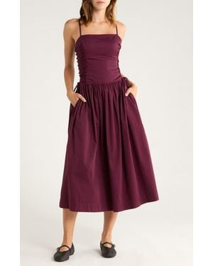 Damson Madder Angelina Organic Cotton Sateen Dress - Purple