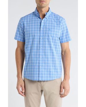 Brooks Brothers Seasonal Patterns Check Short Sleeve Button Front Shirt - Blue