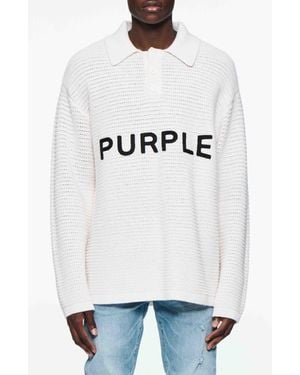 Purple Brand Embroidered Polo Sweater - Blue