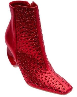 Lady Couture Breeze Rhinestone Pointed Toe Bootie - Red
