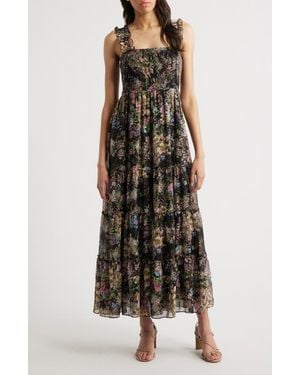 Lucy Paris Dylan Floral Smock Bodice Maxi Dress - Multicolor
