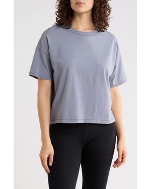 90 Degrees Stone Wash Boxy Crop T-Shirt - Gray