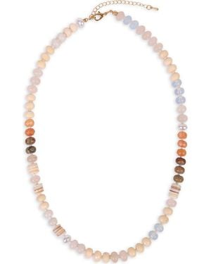 Saachi Mixed Bead Statement Necklace - White