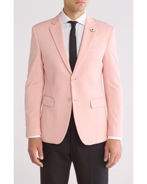 T.R. Premium Slim Fit Two-Button Knit Fashion Blazer - Pink