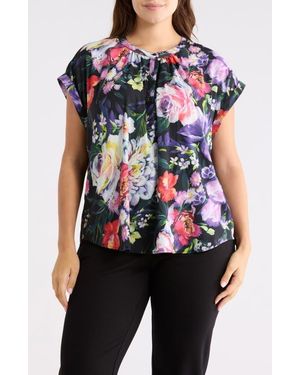 Catherine Malandrino Printed Dolman Sleeve Top - Blue