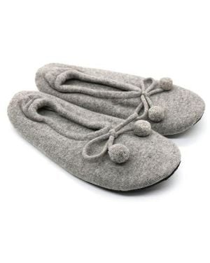 Portolano Cashmere Ballerina Pom Slipper - Gray