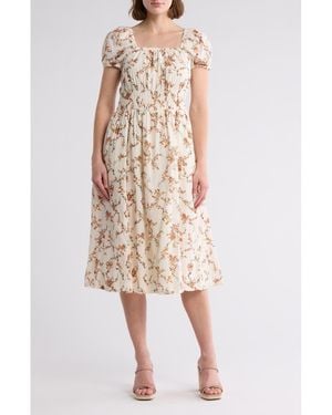 Melrose and Market Puff Sleeve Midi Dress - Pink