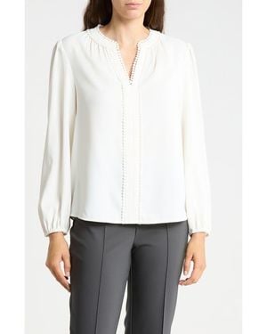 Gemma  Jane Pom Trim V Neck Blouse - White