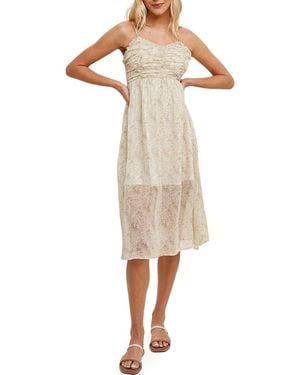 Wishlist Floral Ruched Empire Waist Chiffon Sundress - Natural