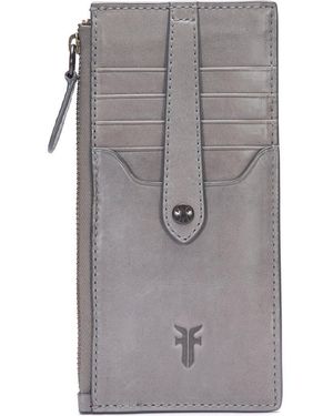 Frye Slim Leather Snap Card Wallet - Gray