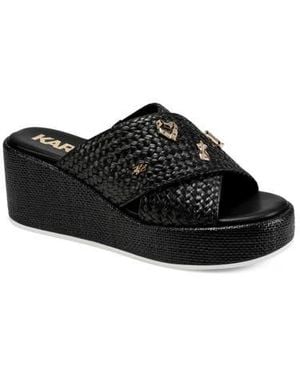 KARL LAGERFELD Caleigh Woven Platform Wedge Sandal - Black