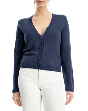 Max Studio V-Neck Cardigan - Blue