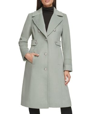 Kenneth Cole Notched Lapel Military Coat - Gray