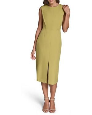 BCBGMAXAZRIA Stretch Crepe Sheath Midi Dress - Yellow
