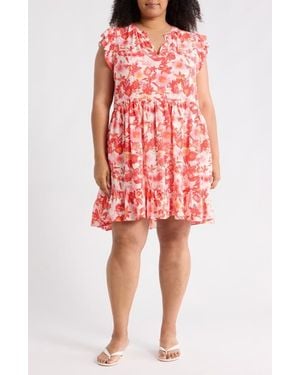 Caslon Ruffle Shoulder Minidress - Red