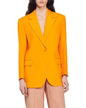 Sandro Harper One-Button Blazer - Orange