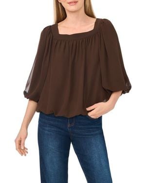 Cece Square Neck Bubble Top - Black