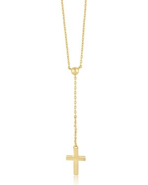 Sienna Vale Cross Pendant Lariat Necklace - Metallic