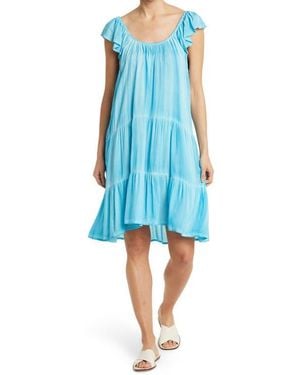 Boho Me Tiered Off-The-Shoulder Dress - Blue