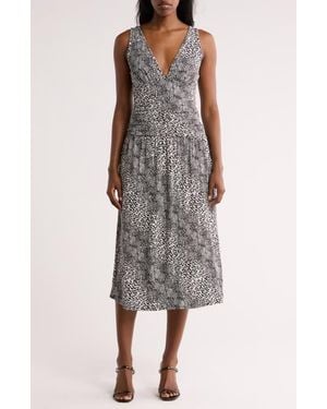 Loveappella Ruched Midi Dress - Multicolor