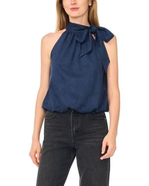 Halogen® Faux Suede Halter Bubble Top - Blue