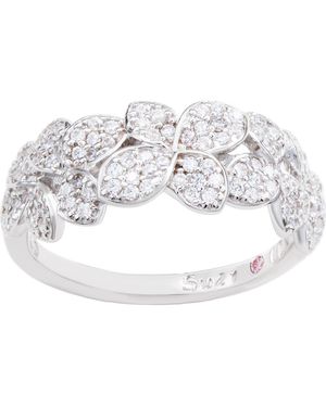 Suzy Levian Sterling Cz Pavé Flower Ring - White