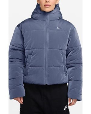 Nike Sportswear Therma-Fit Water Resistant Hooded Puffer Jacket - Blue
