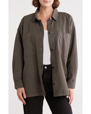 Eileen Fisher Boxy Stretch Organic Cotton & Hemp Shirt Jacket - Green