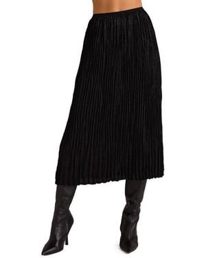Bella Dahl Variegated Pleated Midi Skirt - Black