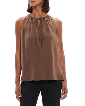 Theory Tie Neck Sleeveless Top - Brown