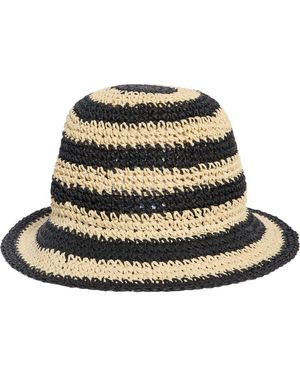 Kate Spade Awning Stripe Straw Cloche - Black
