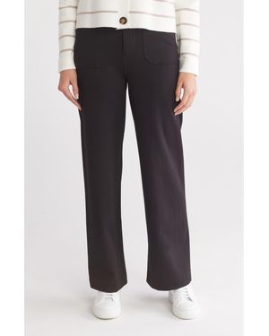 Tahari Long Ponte Patch Pocket Pants - Black